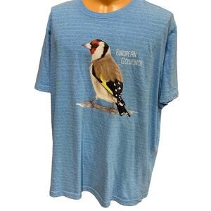 Upcycled Hand Printed 2XL Ukraine Flag European Goldfinch Slava Ukraini Tee